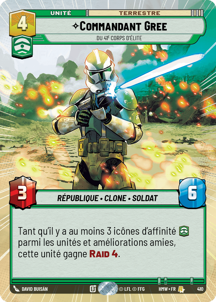 Commandant Gree, Du 41E Corps D'Élite - XHMW-410 - Hyperspace - recto Français