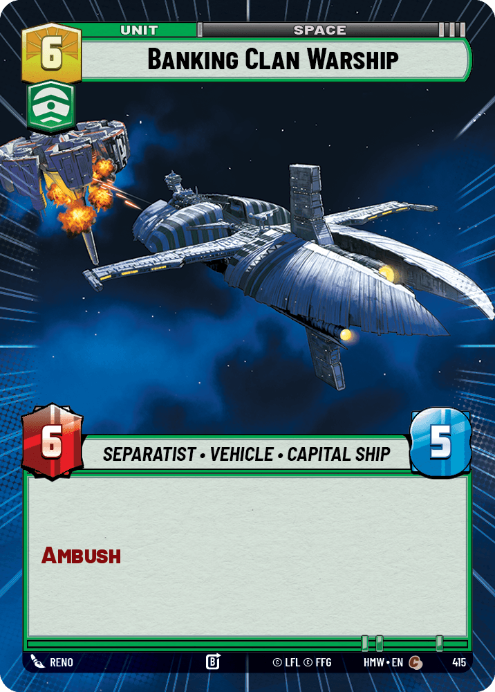 Vaisseau de Guerre du Clan Bancaire - XHMW-415 - Hyperspace - recto Anglais