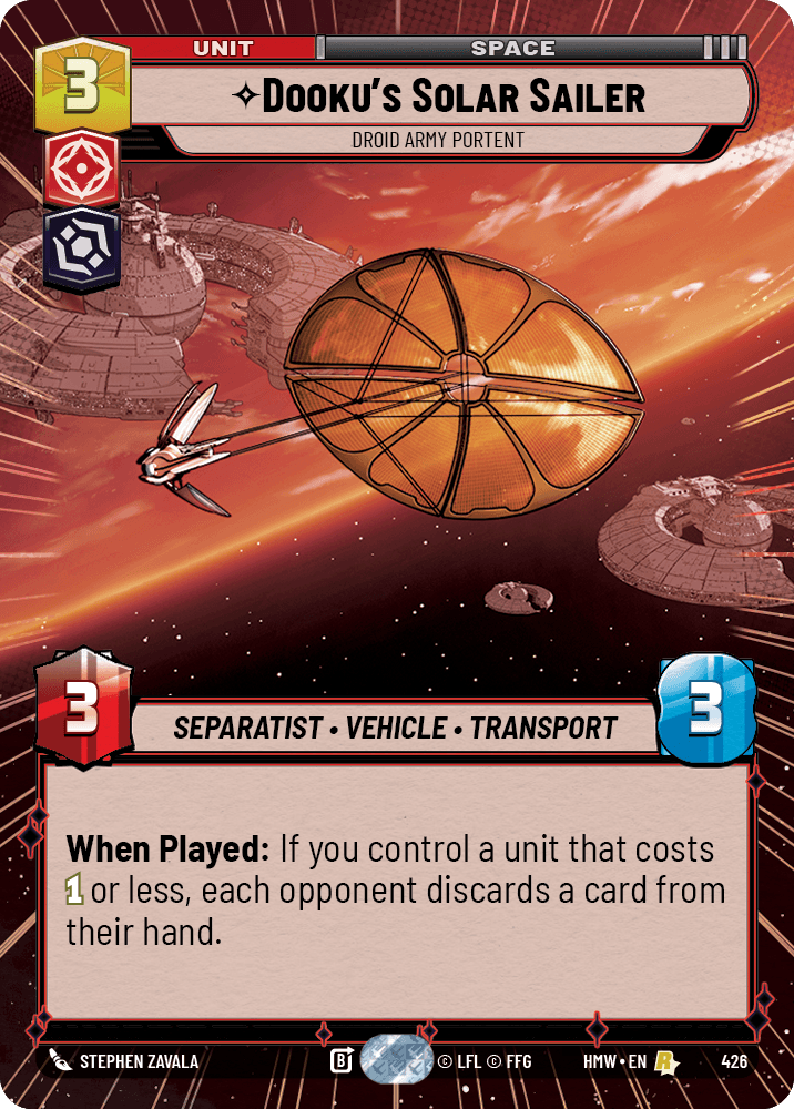 Voilier Solaire de Dooku, Signe Annonciateur De L'Armée Droïde - XHMW-426 - Hyperspace - recto Anglais