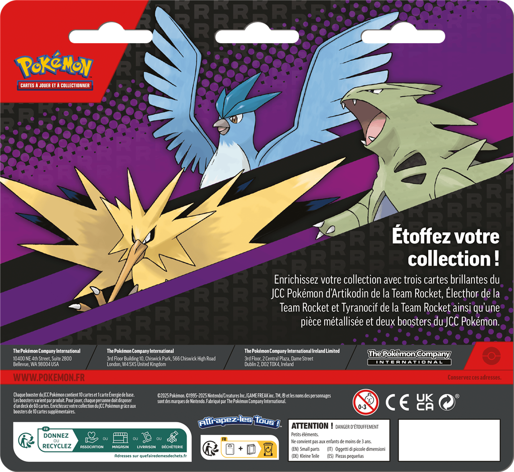 Pokémon Duo-pack Artikodin de la Team Rocket, Électhor de la Team Rocket et Tyranocif de la Team Rocket