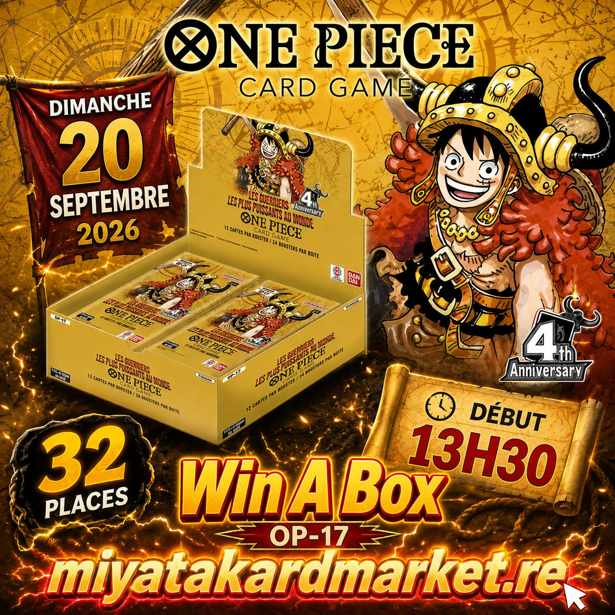 One Piece Card Game - Tournoi Win a Box Saison OP17 Les Guerriers les plus puissants au monde - 20 Septembre 13h30