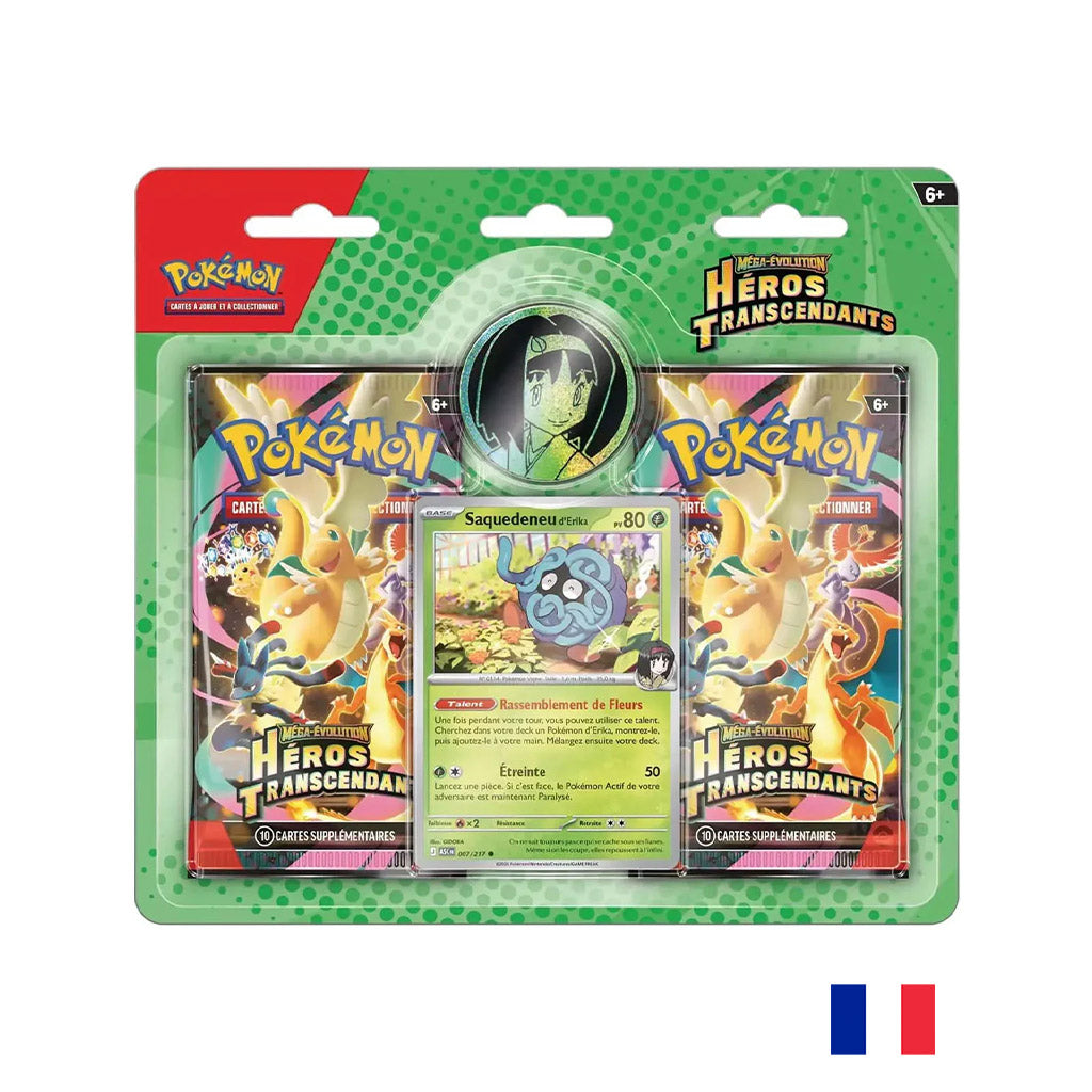 Pokémon - Pack 2 Boosters - Saquedeneu d'Erika - ME02.5 Héros Transcendants (Précommande sortie le 30.01.26) (2e VAGUE Arrivage prévu le 09.02.26)