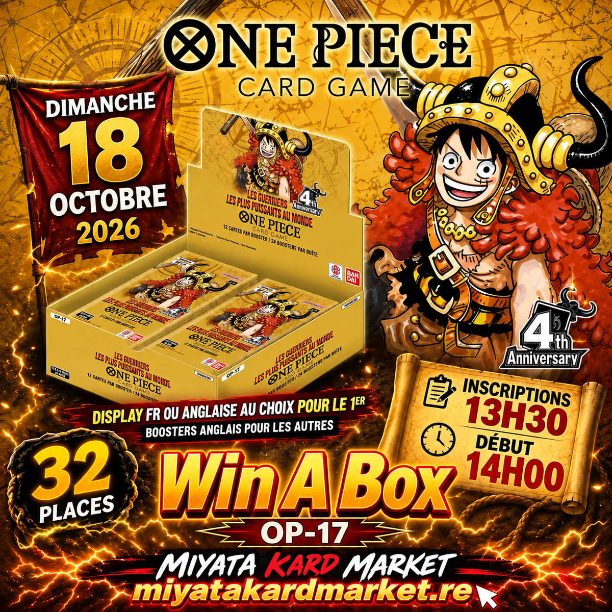 One Piece Card Game - Tournoi Win a Box Saison OP17 Les Guerriers les plus puissants au monde - Dimanche 18 Octobre 13h30