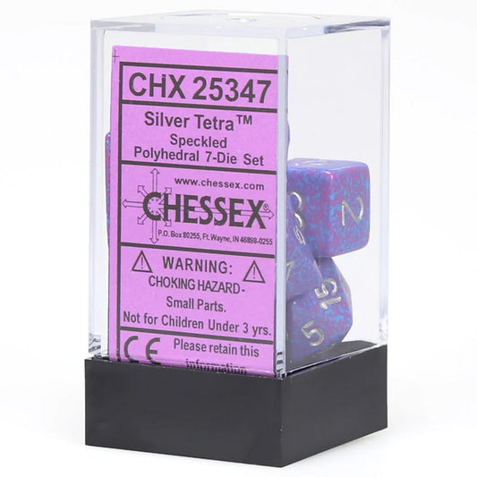 CHX25347 - Chessex Set de 7 dés Granité Silver Tetra