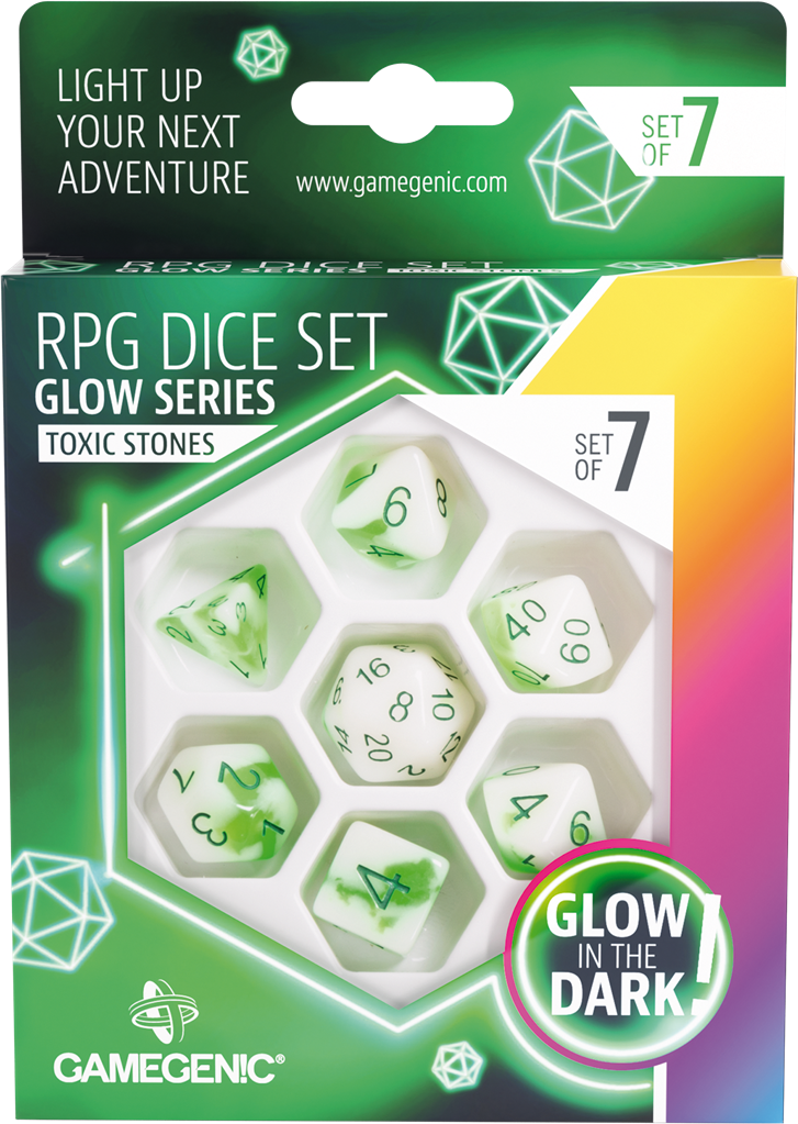 Glow Series - Toxic Stones- Set de 7 Dés JDR