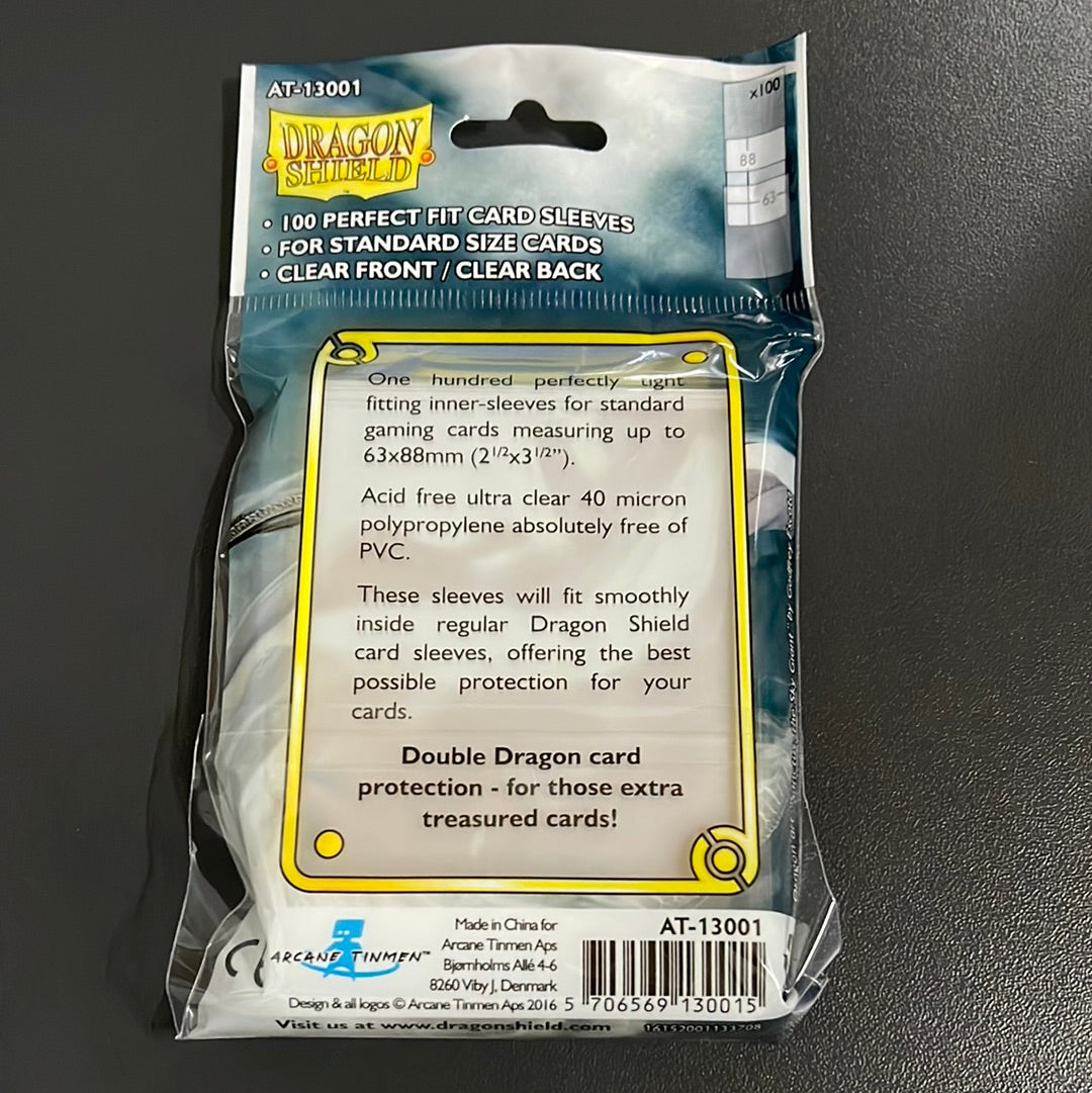 100 Dragon Shield Perfect Fit Inner Card Sleeves Standard Clear
