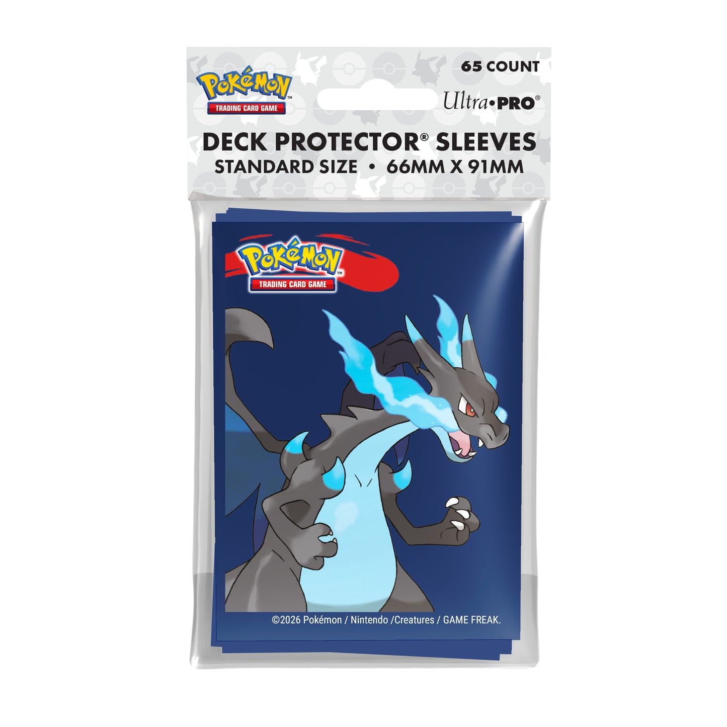Ultra Pro - Pokémon JCC - Pochettes de protection de deck Méga-Dracaufeu X 65 pcs (66 x 91 mm) - Sleeves Standard