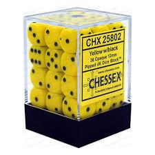 Chessex Set de 36 dés 6 Opaque (12mm) Jaune /Noir