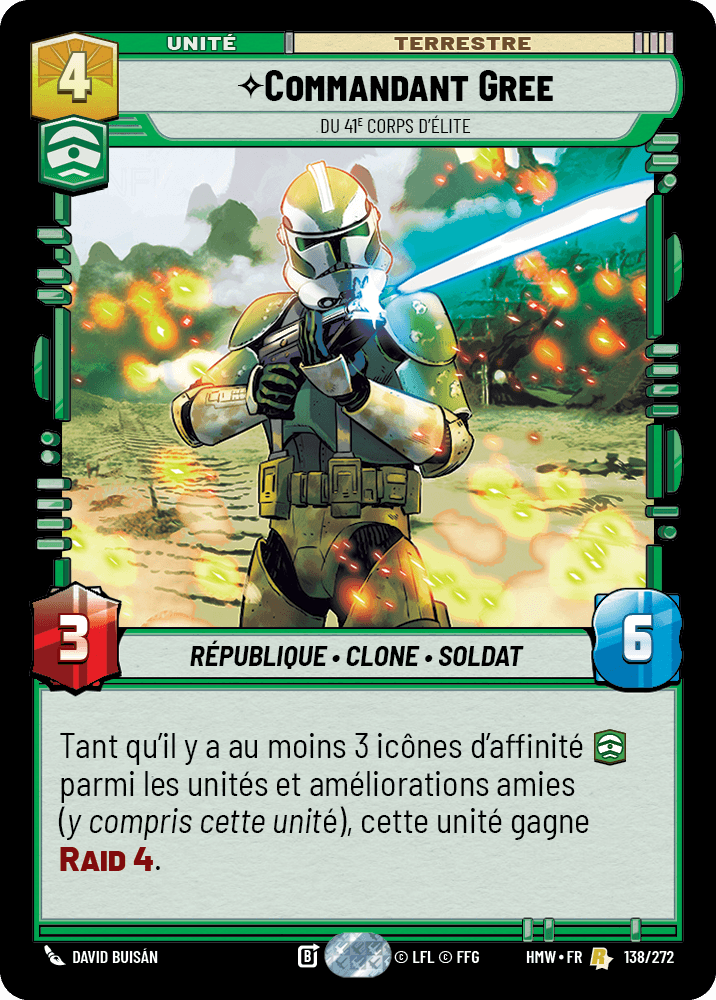 Commandant Gree, Du 41E Corps D'Élite - HMW-138 - Standard - recto Français