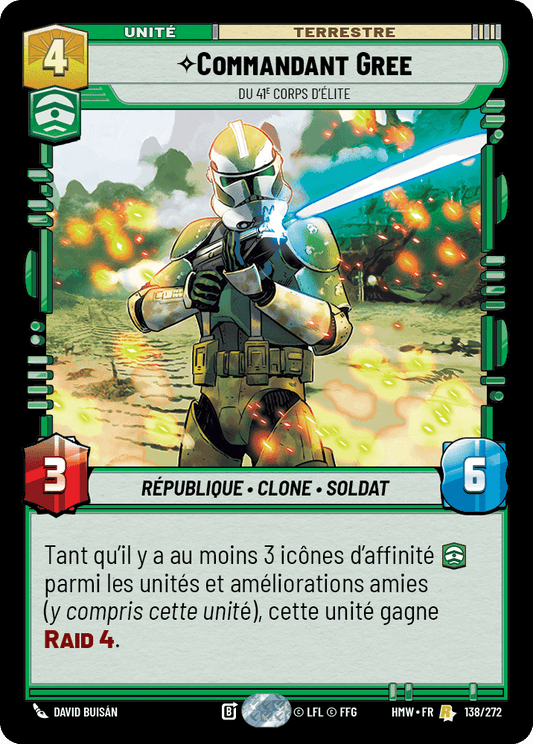 Commandant Gree, Du 41E Corps D'Élite - HMW-138 - Standard - recto Français