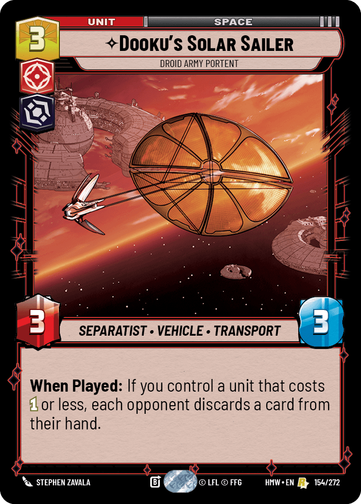 Voilier Solaire de Dooku, Signe Annonciateur De L'Armée Droïde - HMW-154 - Standard - recto Anglais