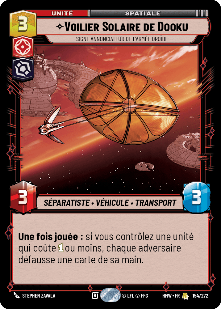 Voilier Solaire de Dooku, Signe Annonciateur De L'Armée Droïde - HMW-154 - Standard - recto Français