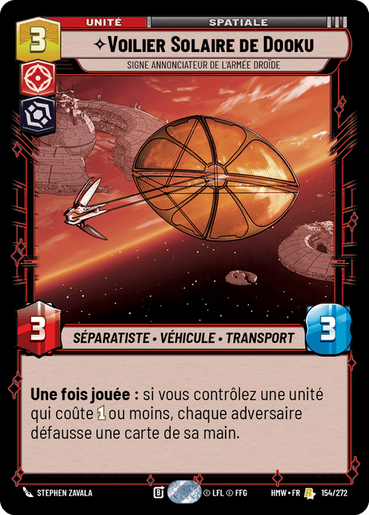 Voilier Solaire de Dooku, Signe Annonciateur De L'Armée Droïde - HMW-154 - Standard - recto Français