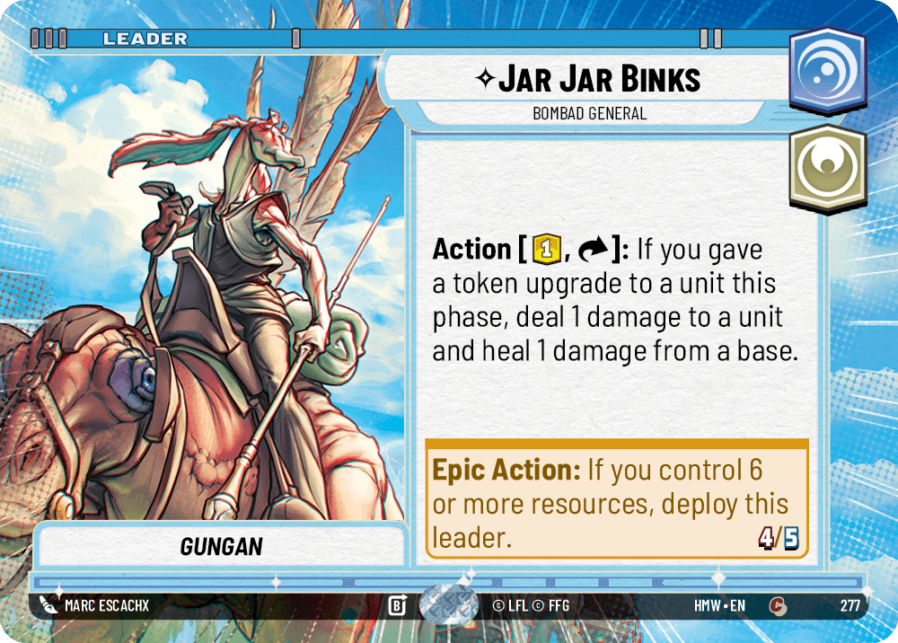 Jar Jar Binks, Général Bombad - XHMW-277 - Hyperspace - recto Anglais