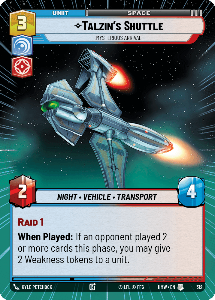 Navette de Talzin, Arrivée Nimbée De Mystère - XHMW-312 - Hyperspace - recto Anglais
