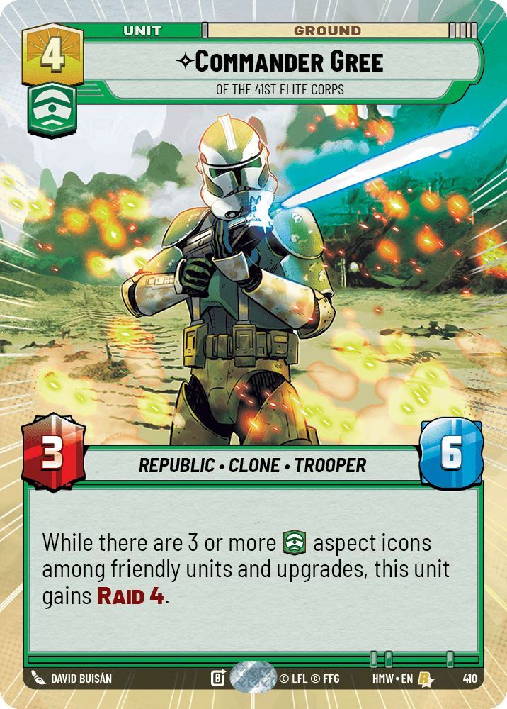 Commandant Gree, Du 41E Corps D'Élite - XHMW-410 - Hyperspace - recto Anglais