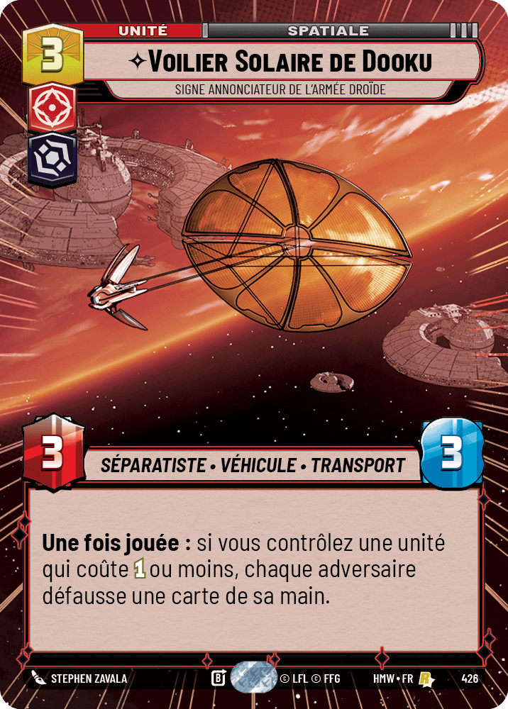 Voilier Solaire de Dooku, Signe Annonciateur De L'Armée Droïde - XHMW-426 - Hyperspace - recto Français