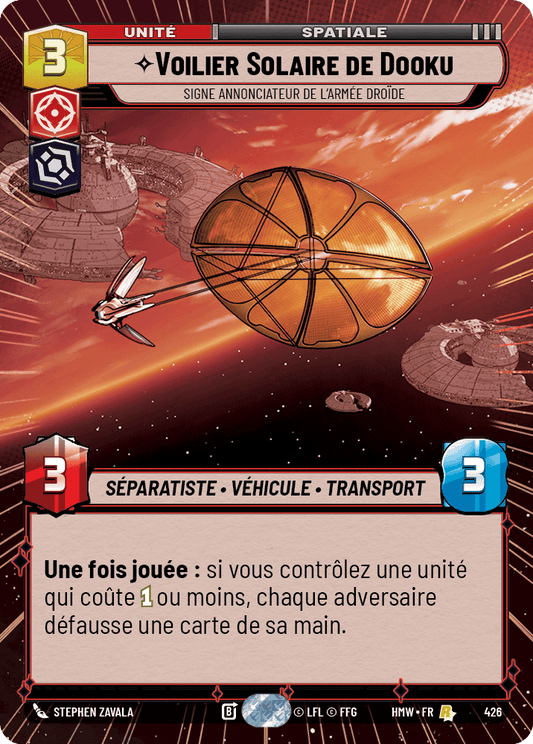 Voilier Solaire de Dooku, Signe Annonciateur De L'Armée Droïde - XHMW-426 - Hyperspace - recto Français