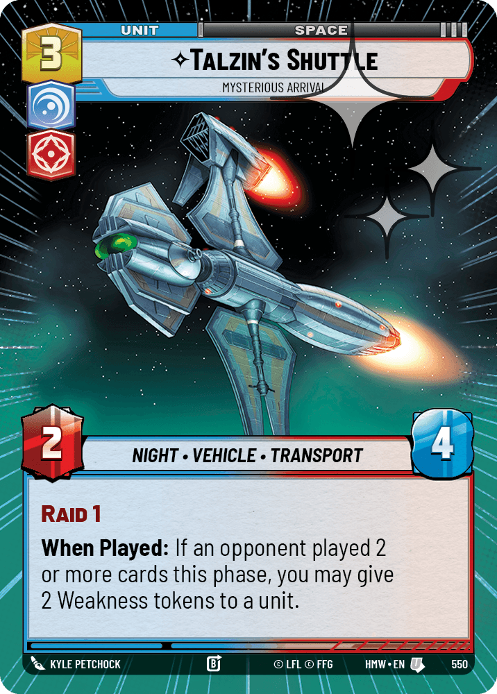 Navette de Talzin, Arrivée Nimbée De Mystère - XHMW-550 - Hyperspace Foil - recto Anglais