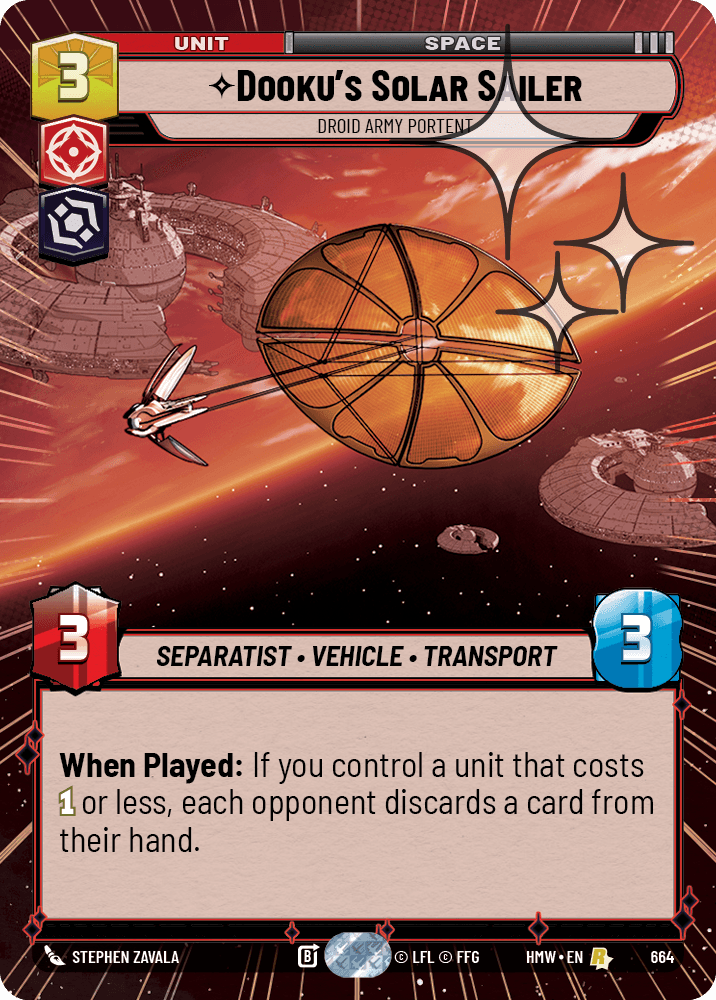 Voilier Solaire de Dooku, Signe Annonciateur De L'Armée Droïde - XHMW-664 - Hyperspace Foil - recto Anglais