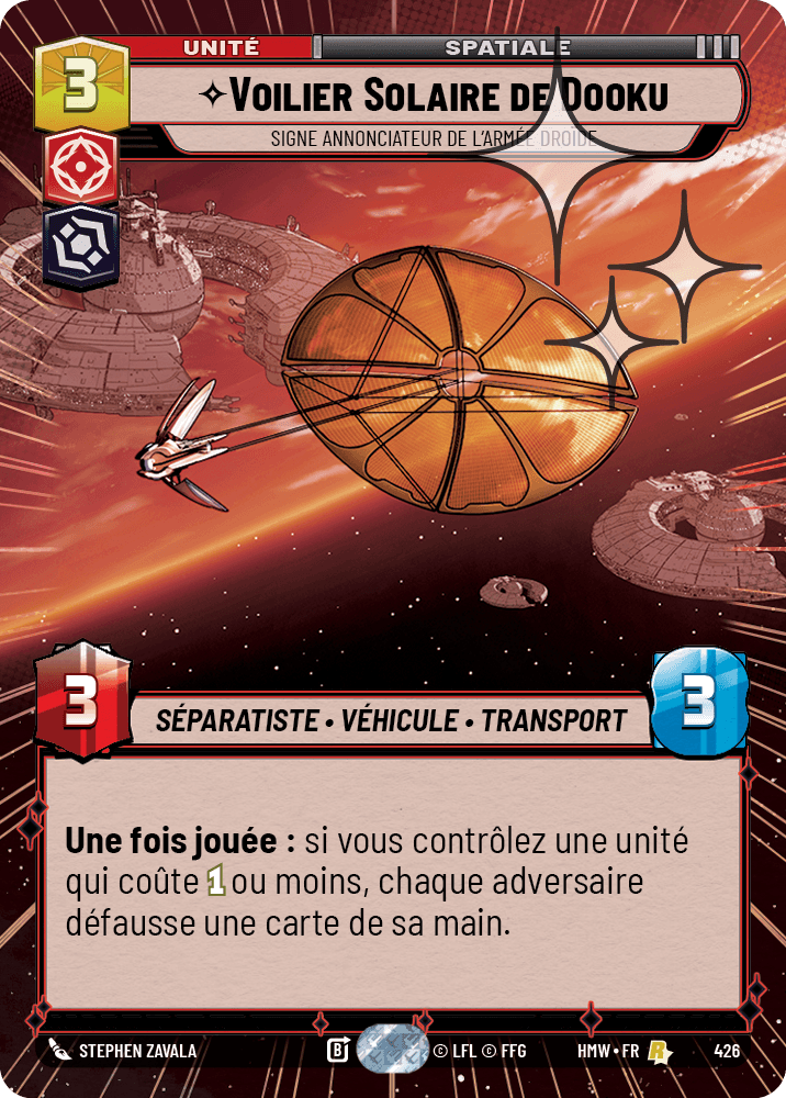 Voilier Solaire de Dooku, Signe Annonciateur De L'Armée Droïde - XHMW-664 - Hyperspace Foil - recto Français