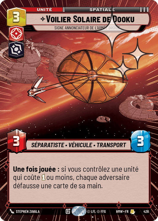 Voilier Solaire de Dooku, Signe Annonciateur De L'Armée Droïde - XHMW-664 - Hyperspace Foil - recto Français