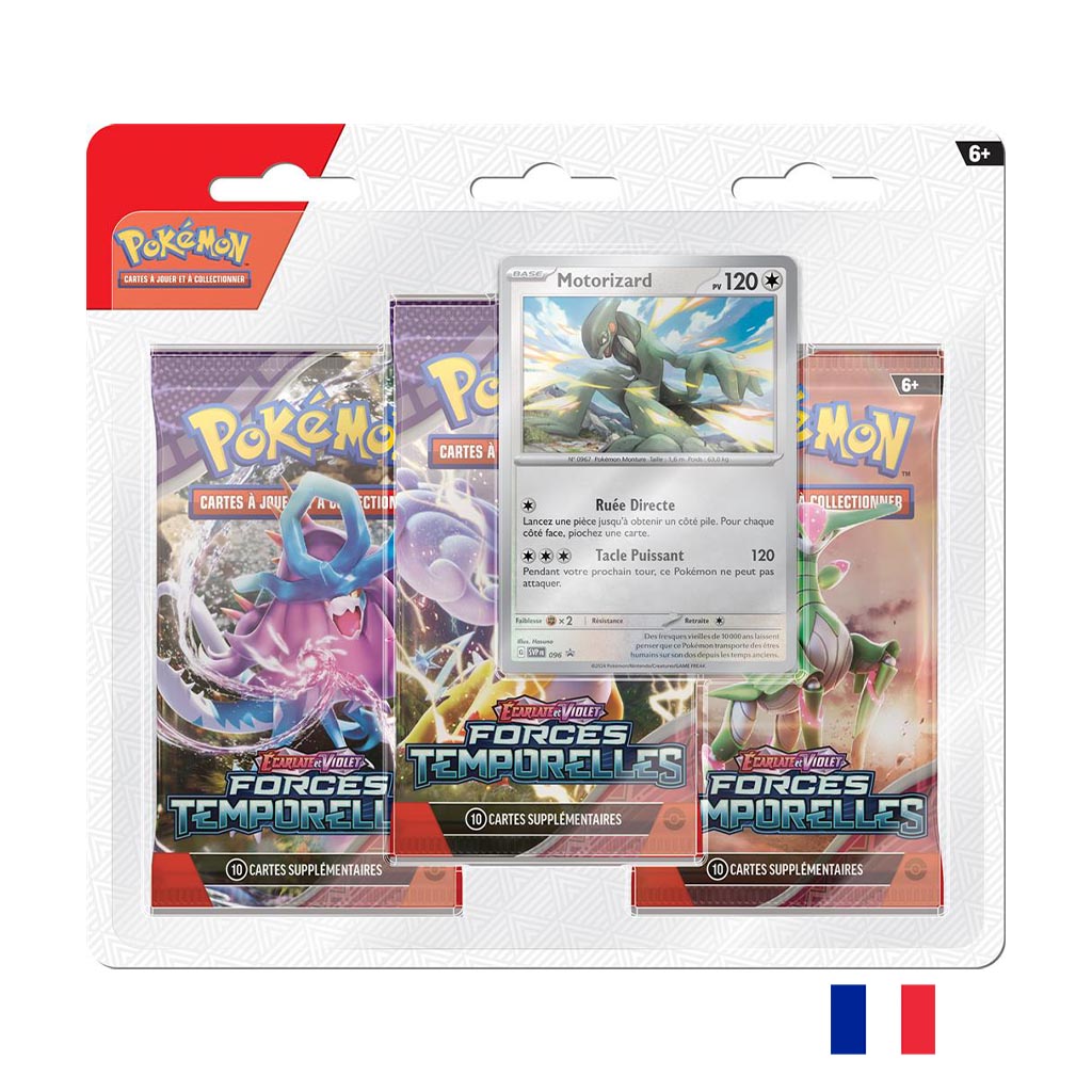 Pokémon Pack 3 Boosters EV05 Motorizard - Ecarlate et Violet - Forces Temporelles