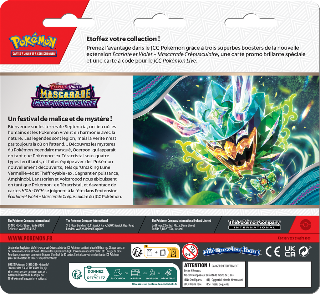 Pokémon Tri-Pack : Ronflex - Ecarlate et Violet 06 - Mascarade Crépusculaire