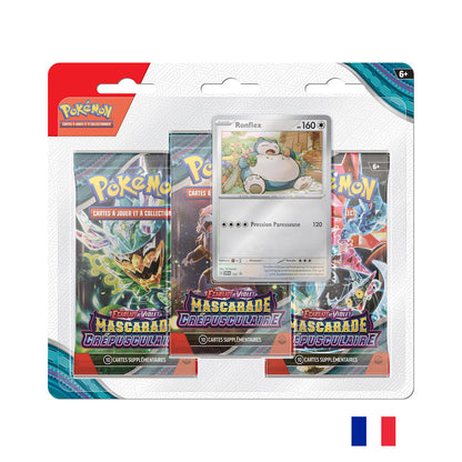 Pokémon Tri-Pack : Ronflex - Ecarlate et Violet 06 - Mascarade Crépusculaire