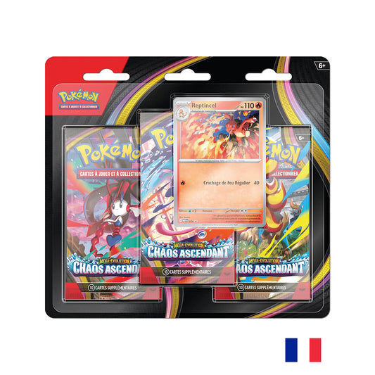 Pokémon - Pack 3 Boosters Reptinciel - ME04 Chaos Ascendant (Précommande sortie le 22.05.26) (Arrivage prévu le 26.05.26) **1ère VAGUE**