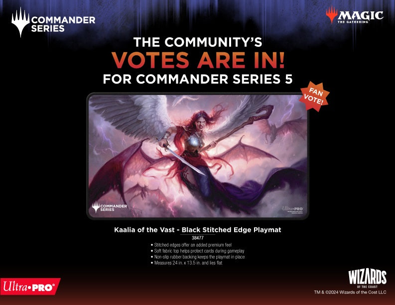 Ultra Pro - Commander Series - Three Color Wedge - Vote des fans - Tapis de jeu à surpiqûres noires Kaalia - Magic: The Gathering
