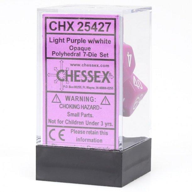 CHX25427 - Chessex Set de 7 dés Opaque Violet Clair /Blanc