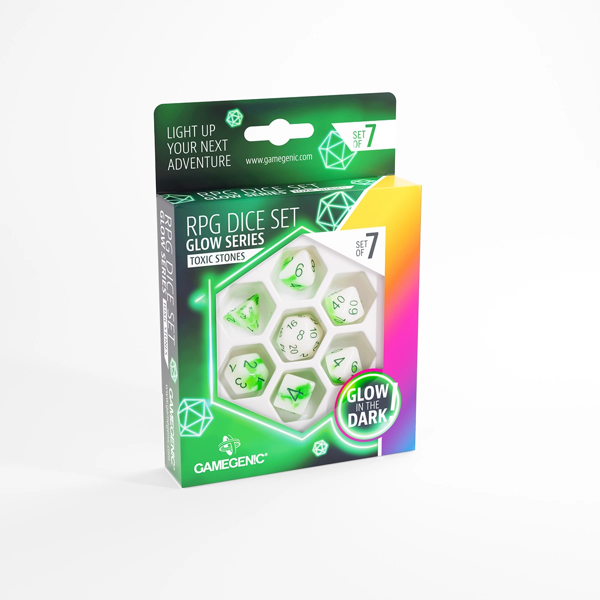 Glow Series - Toxic Stones- Set de 7 Dés JDR