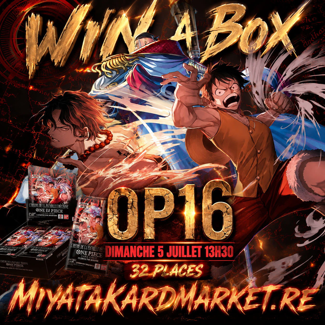 One Piece Card Game - Tournoi Win a Box Saison OP16 L'Heure de la Bataille Décisive - 5 Juillet 13h30