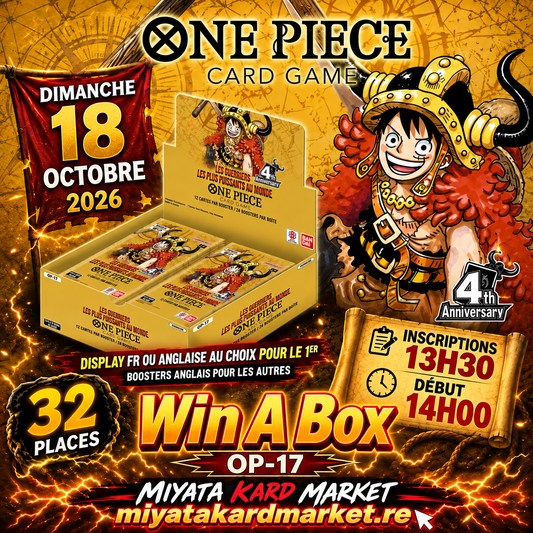 One Piece Card Game - Tournoi Win a Box Saison OP17 Les Guerriers les plus puissants au monde - Dimanche 18 Octobre 13h30