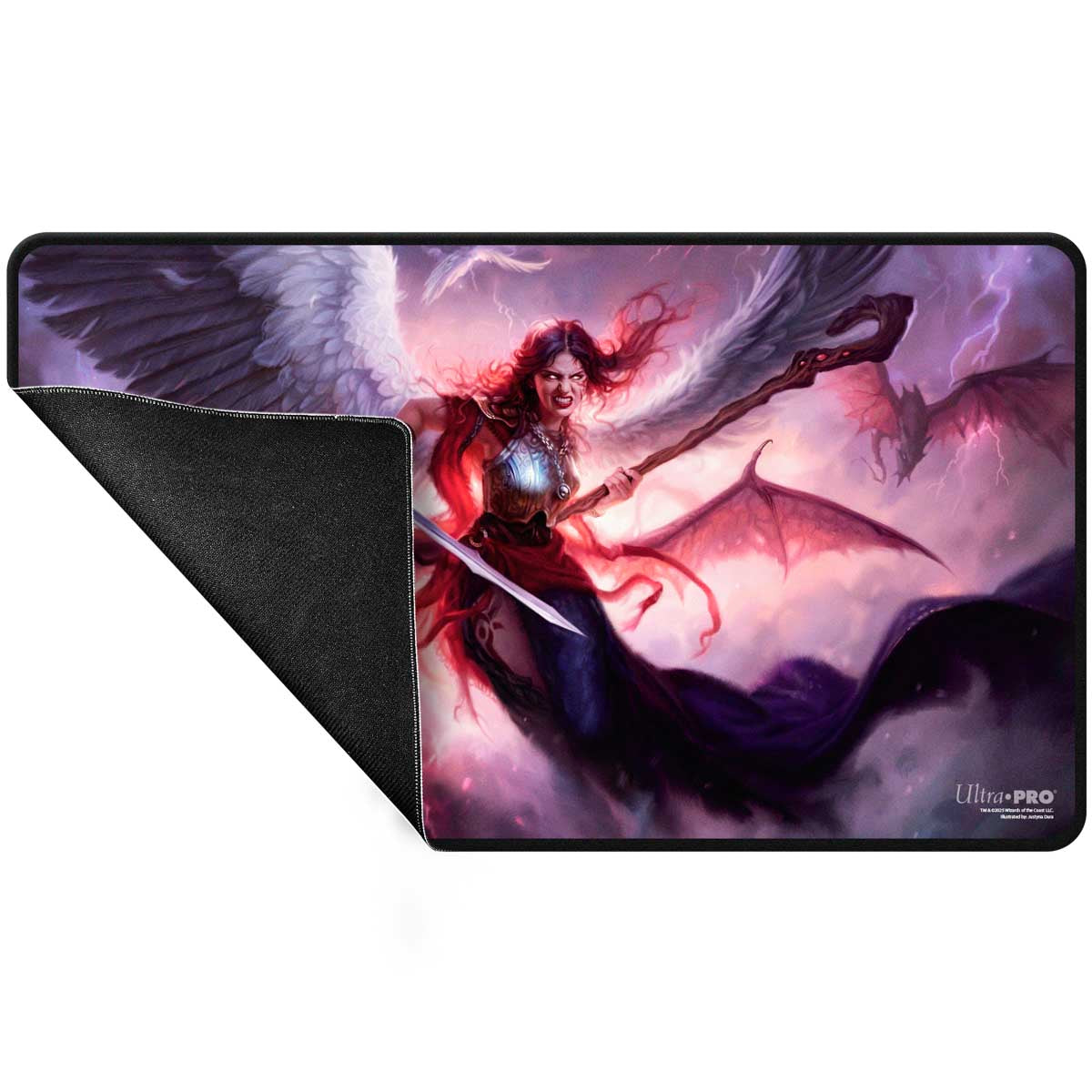 Ultra Pro - Commander Series - Three Color Wedge - Vote des fans - Tapis de jeu à surpiqûres noires Kaalia - Magic: The Gathering