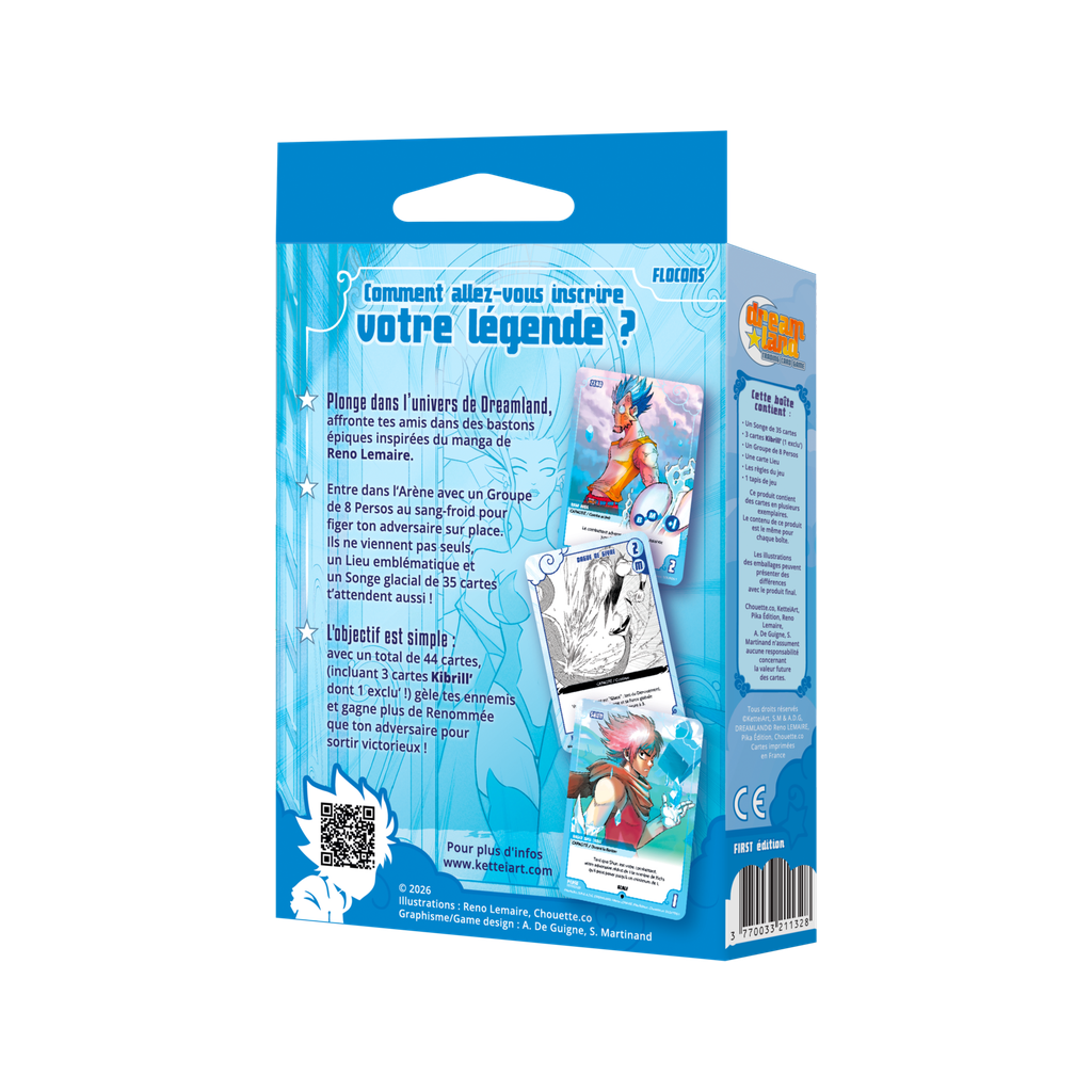 Dreamland TCG – Songe de démarrage Flocons – FR — verso de la boîte et contenu