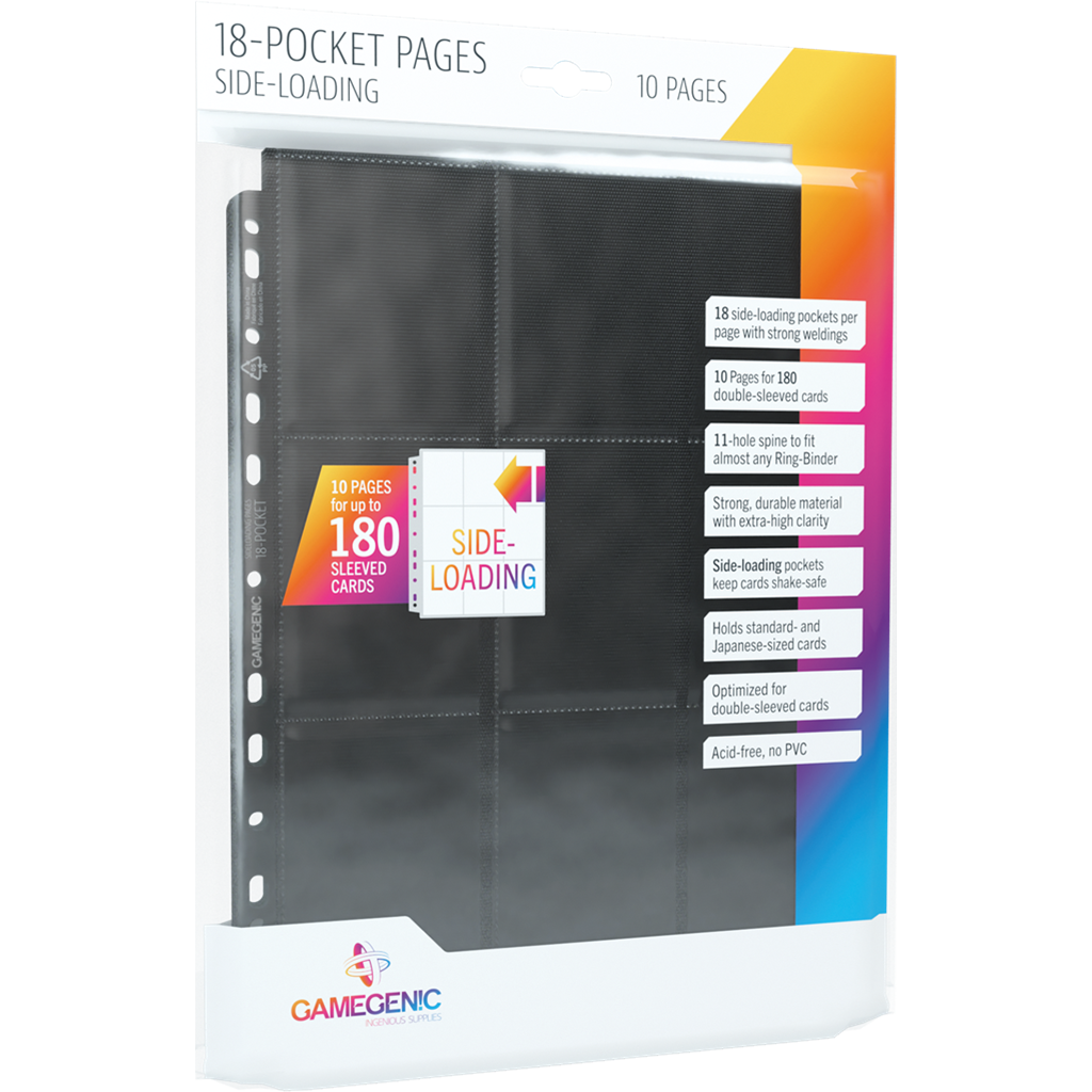 GG : 10 Pages 18 Pocket Sideloading Black pour classeur