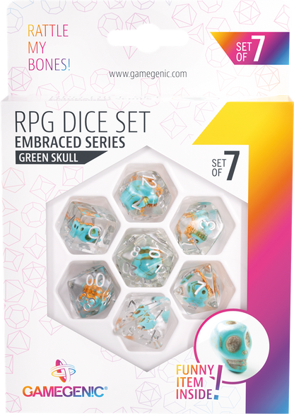 Embraced Series -Green Skull- Set de 7 Dés JDR