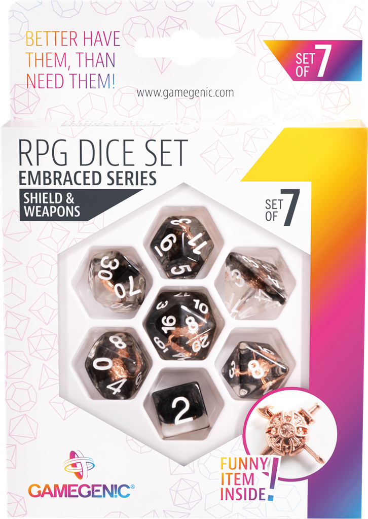 Embraced Series -Shield & Weapons-Set de 7 Dés JDR