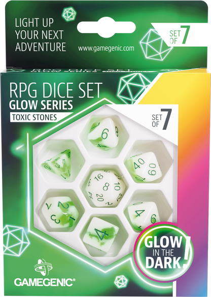 Glow Series - Toxic Stones- Set de 7 Dés JDR