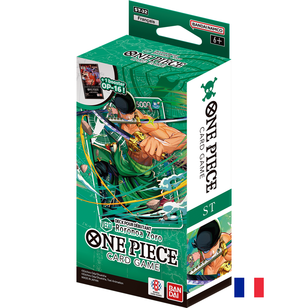 Deck de Démarrage ST-32 : Vert - Roronoa Zoro - One Piece Card Game FR (Précommande sortie le 31.07.26) (Arrivage prévu le 04.08.26)
