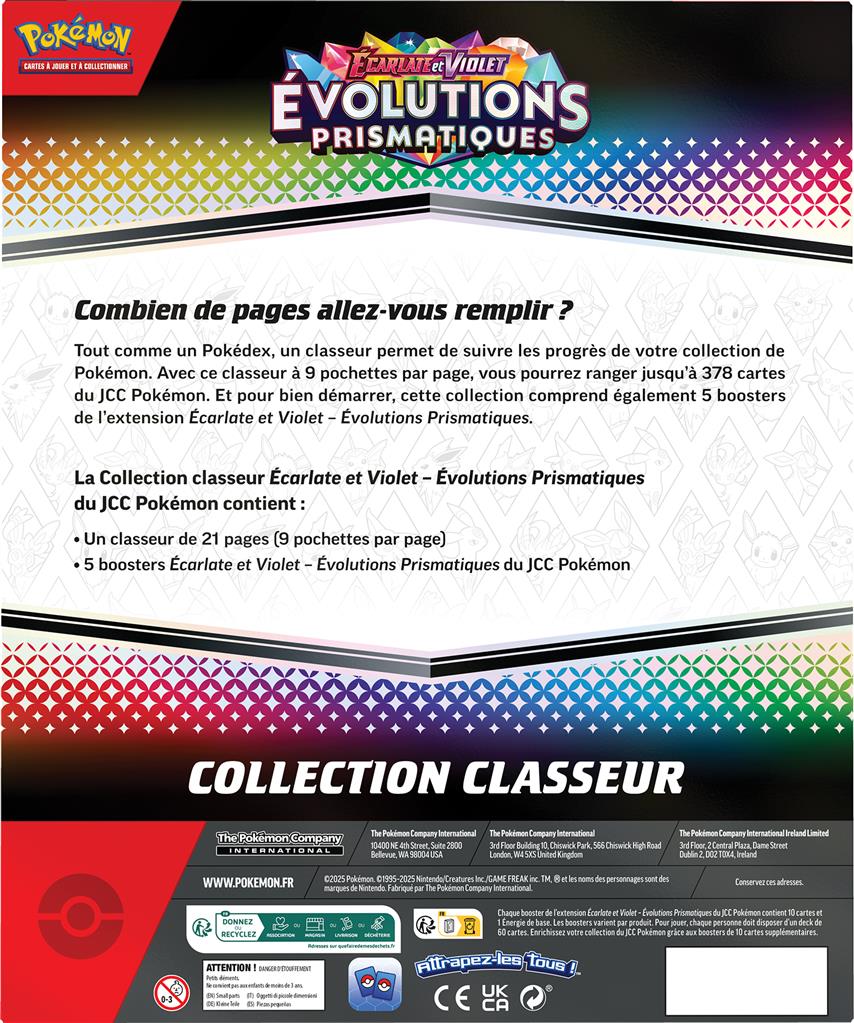 Pokémon : Coffret Collection Classeur + 5 boosters - EV08.5 Évolutions Prismatiques